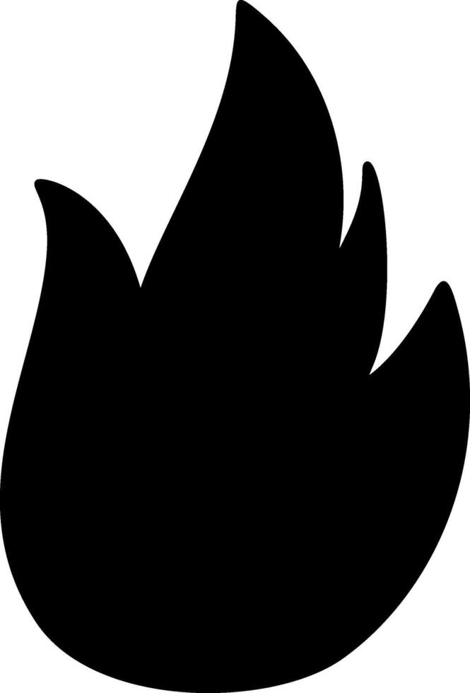 Burning passion and danger black silhouette fire flame icon with intense energy, isolated logo on white background vector