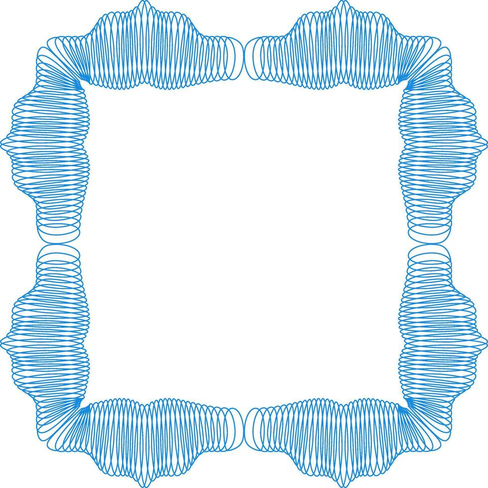 Intricate guilloche pattern forming a secure square frame, ideal for certificate, diploma, or currency design vector