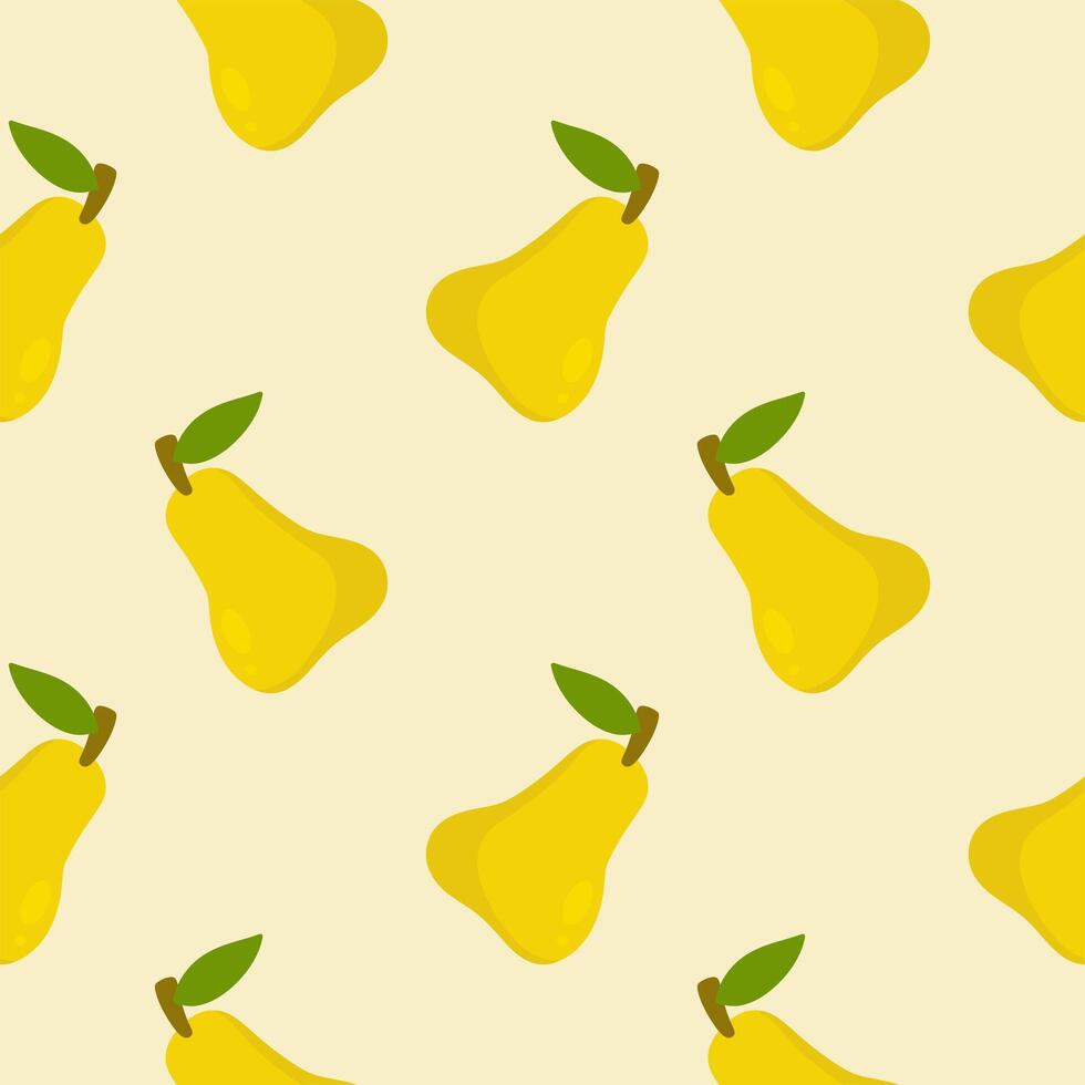 Pears Seamless Background. Pear fruit flat repeat background vector
