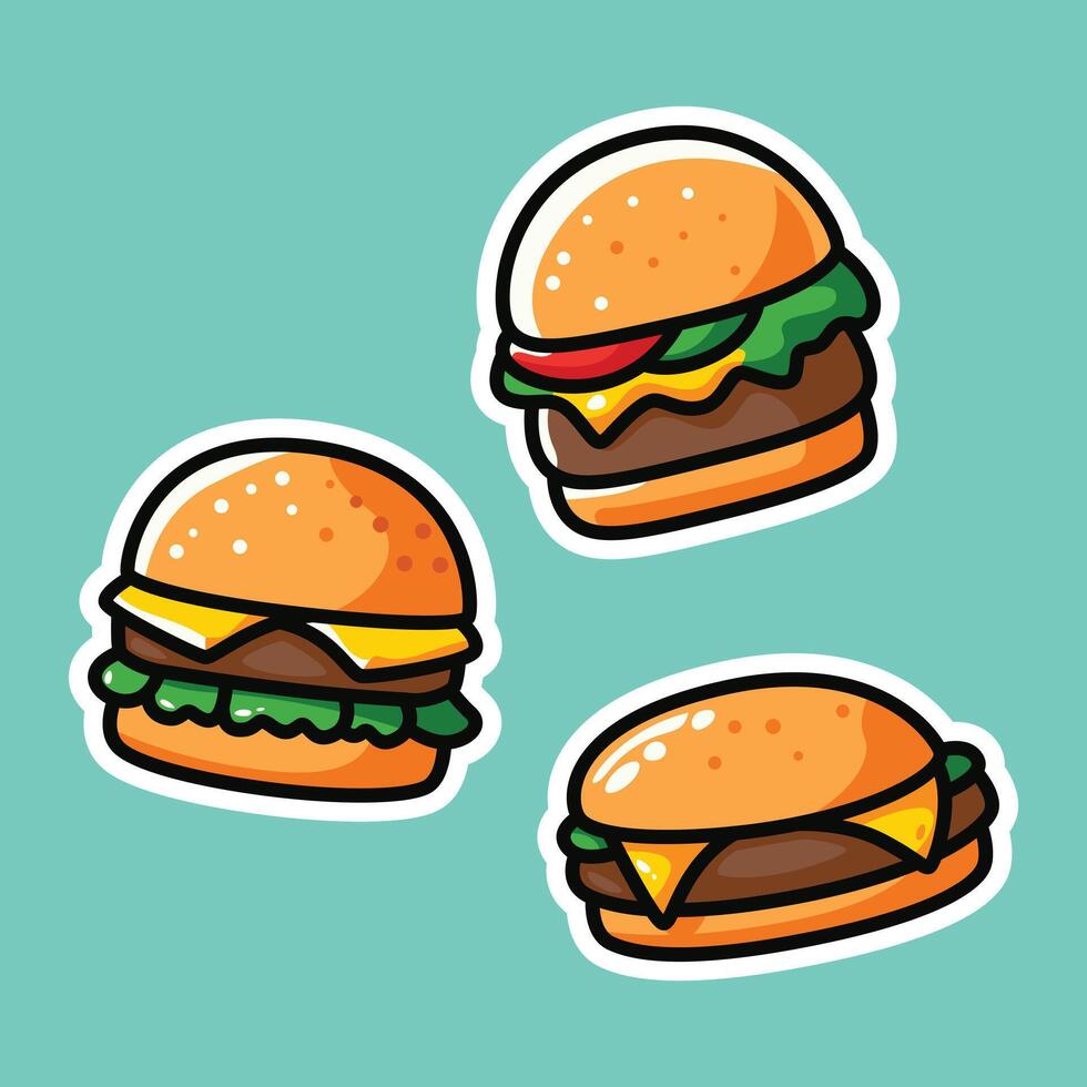 Delicious Cheeseburger Trio with a Minimalist Touch vector