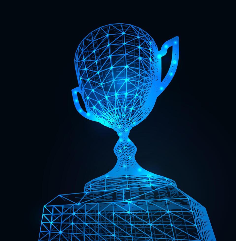 award cup polygonal on black vector