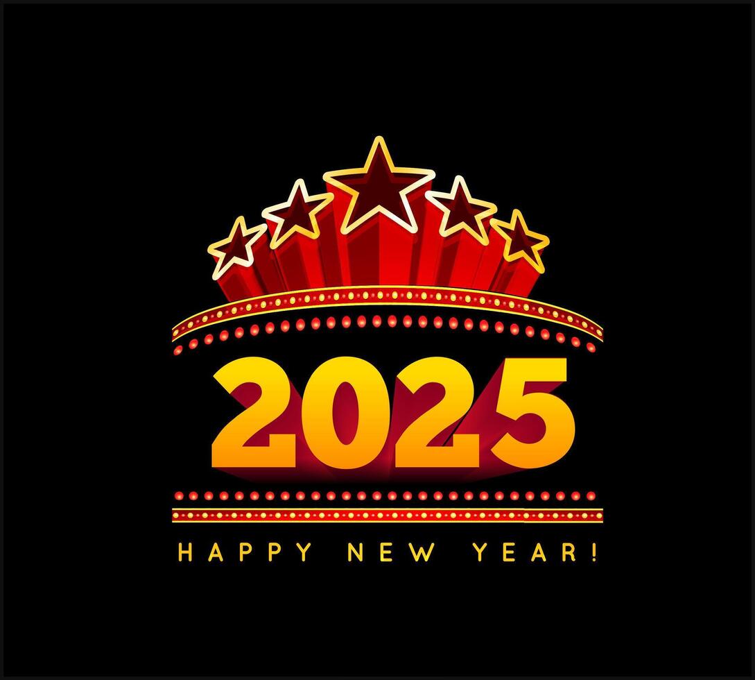 Congratulations on the new year 2025 in the marquee style vector