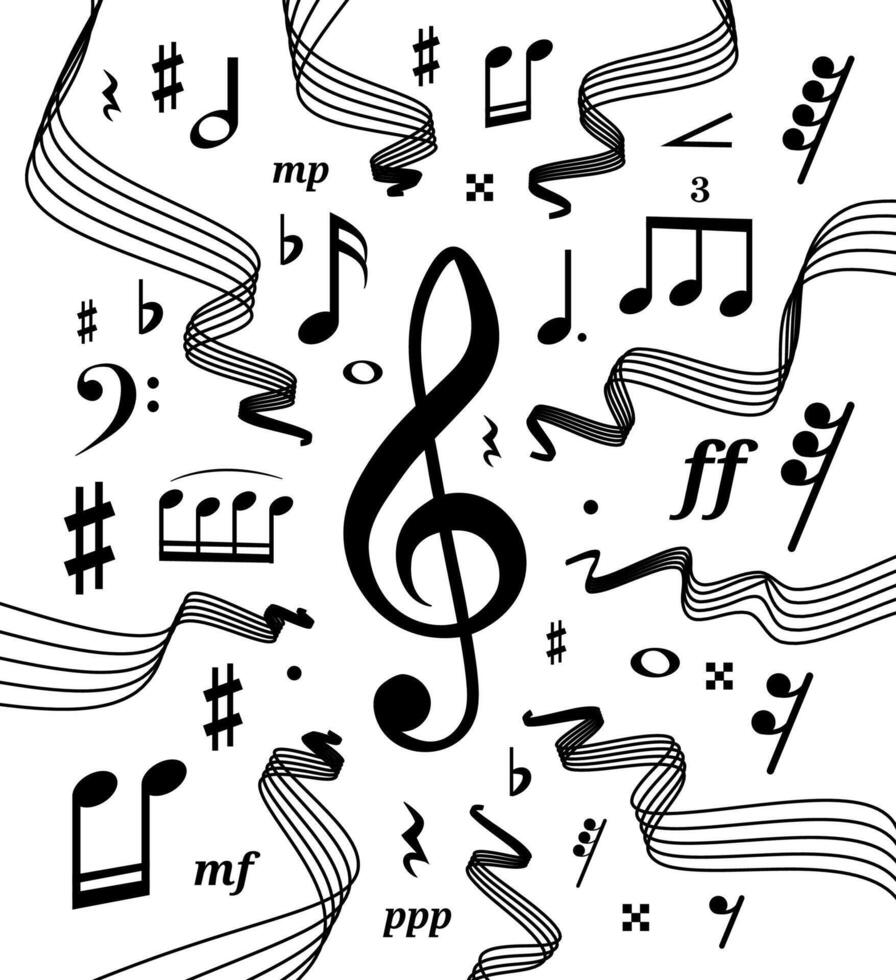 music notes on white vector