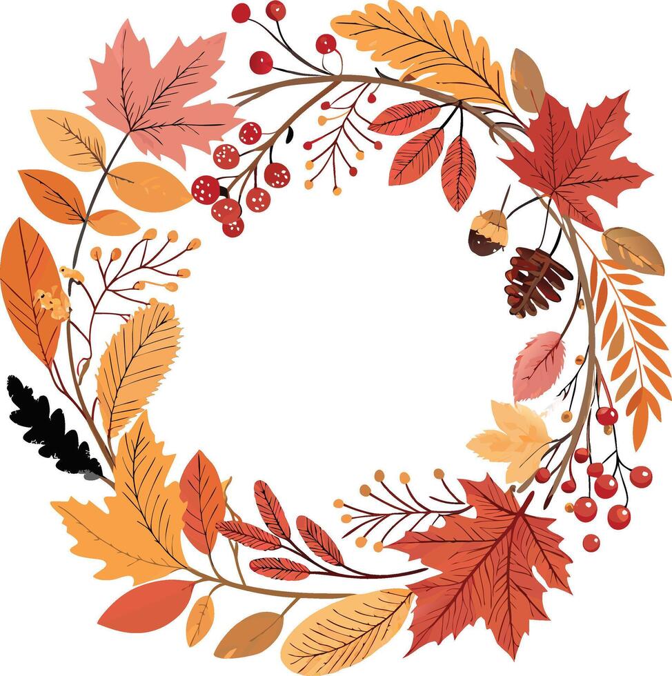 Autumn card with hand drawing elements vector