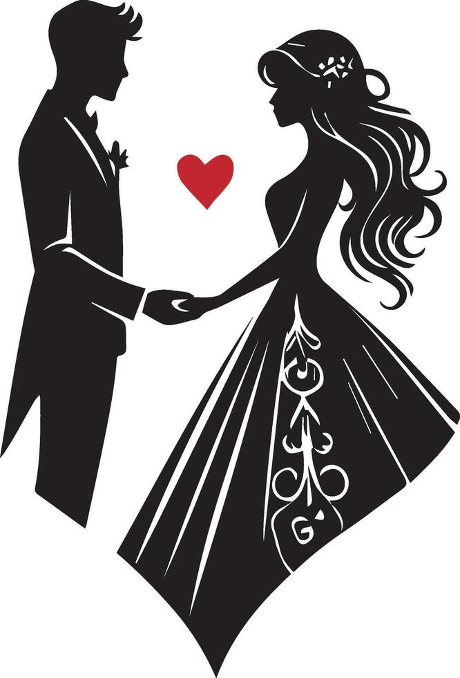 Black and White Bride and Groom vector