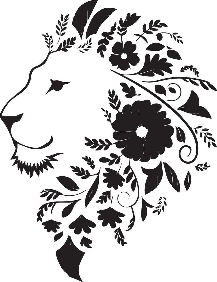 A detailed silhouette illustration of a lion's profile vector