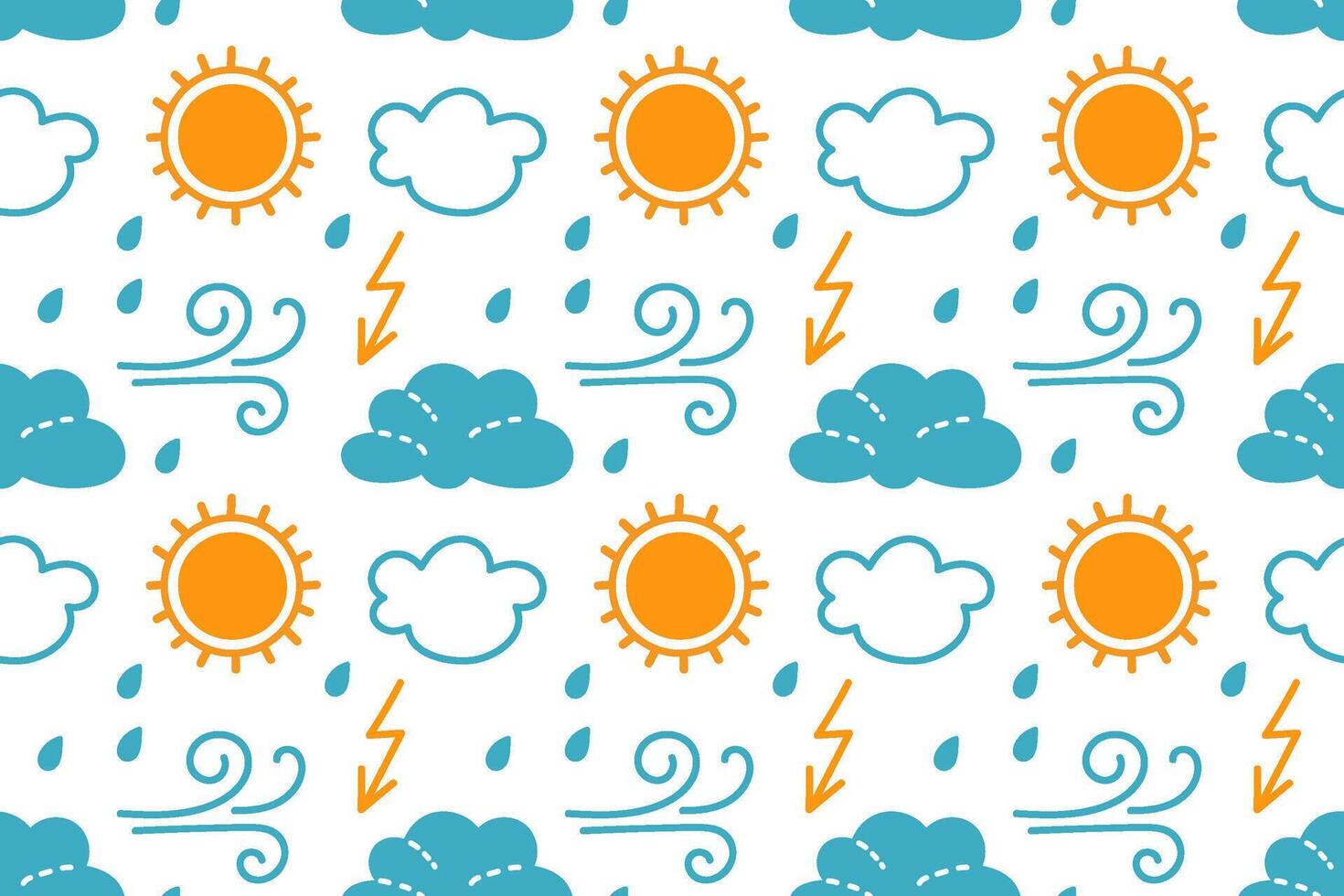 Weather icons in a colorful pattern showcasing different elements of nature vector