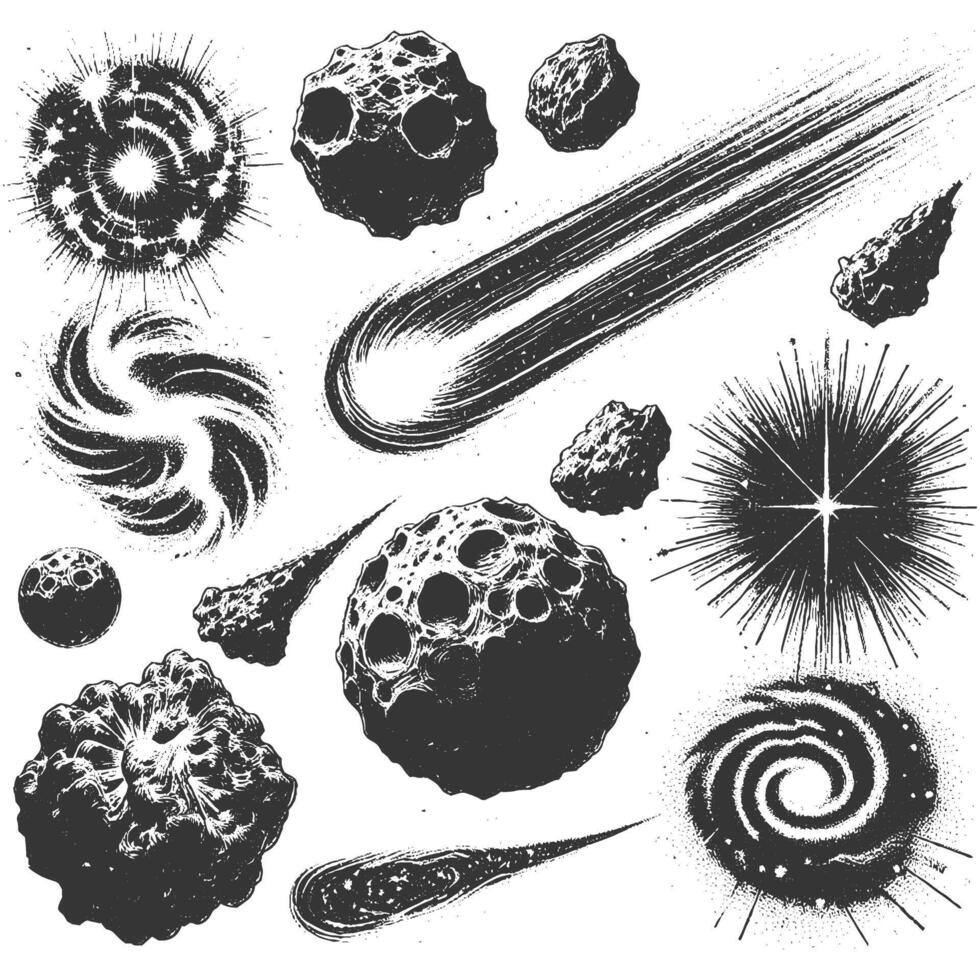 Space rocks and comets illustration vector