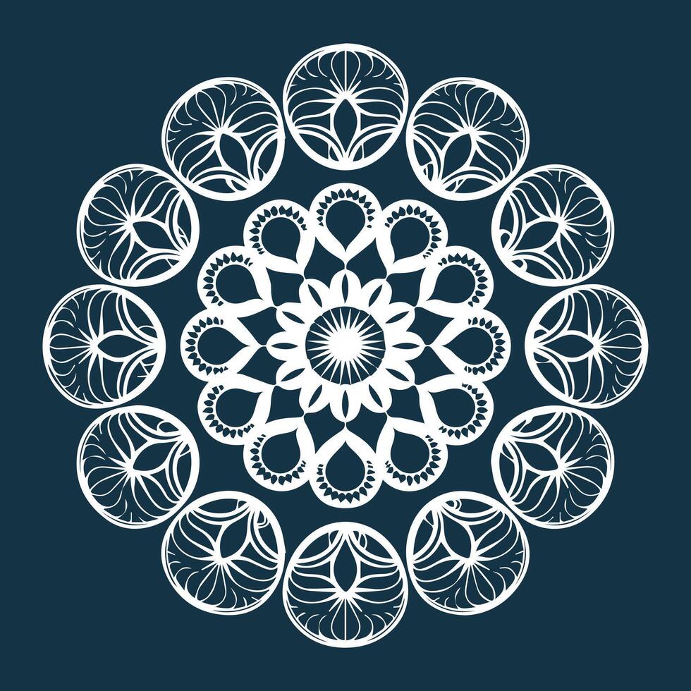 a white circular design with a blue background vector