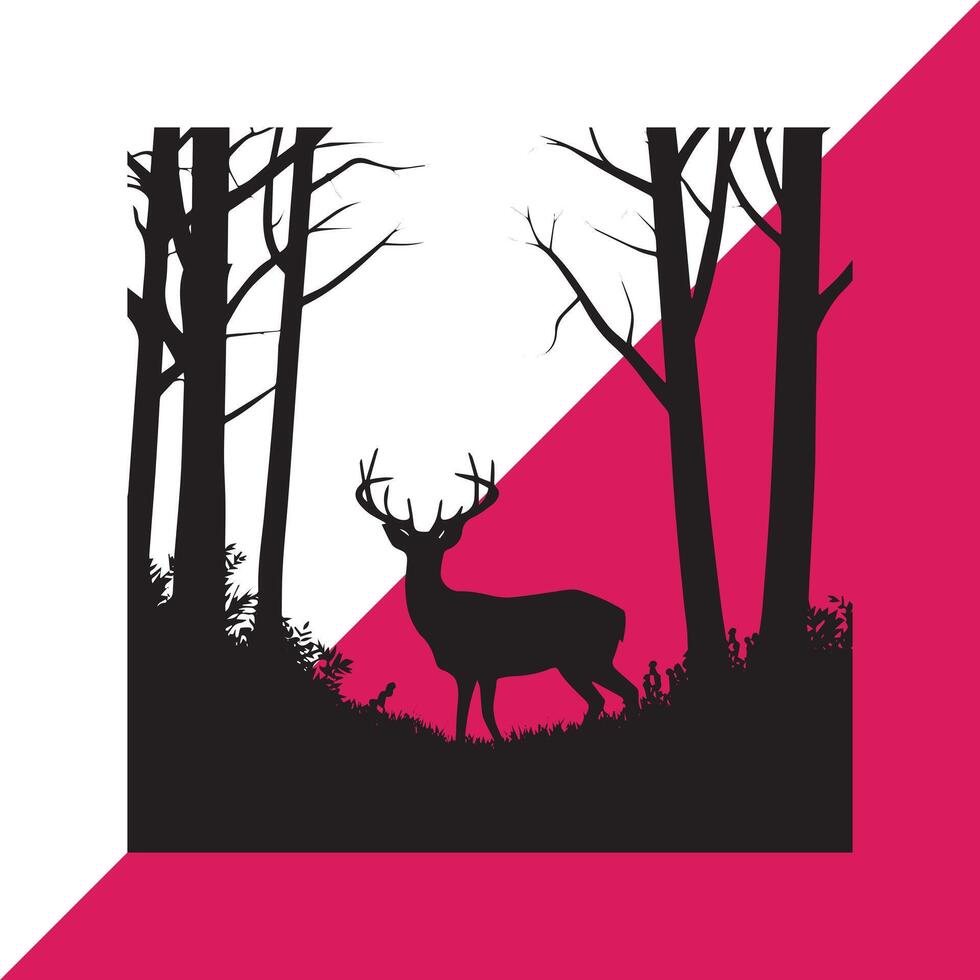 a picture of a deer with a red background vector