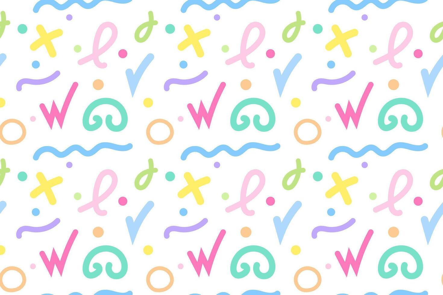 A seamless pattern with abstract colorful shapes and symbols on a white background. Perfect for creative designs. vector