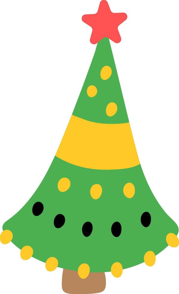 Festive Tree with Baubles and Star Illustration vector