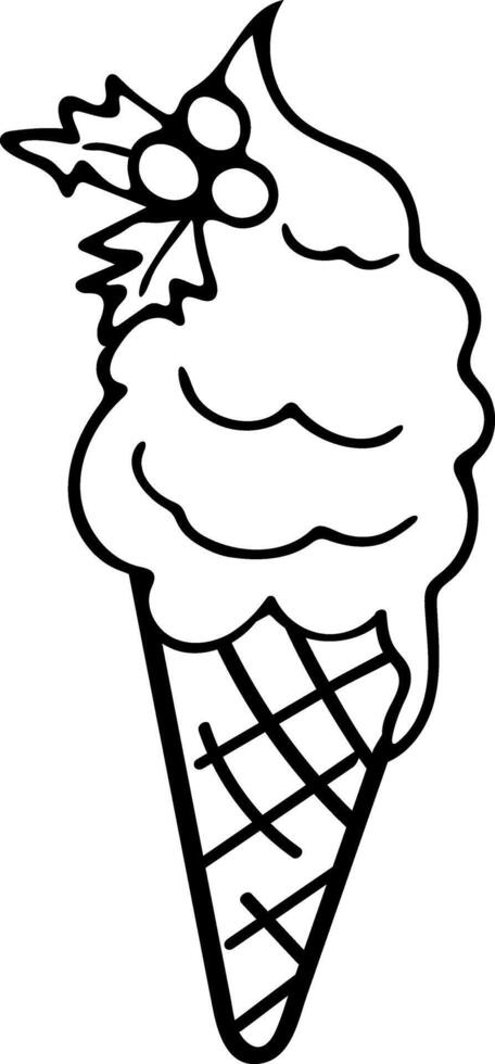 Festive Christmas Ice Cream Treat Coloring vector