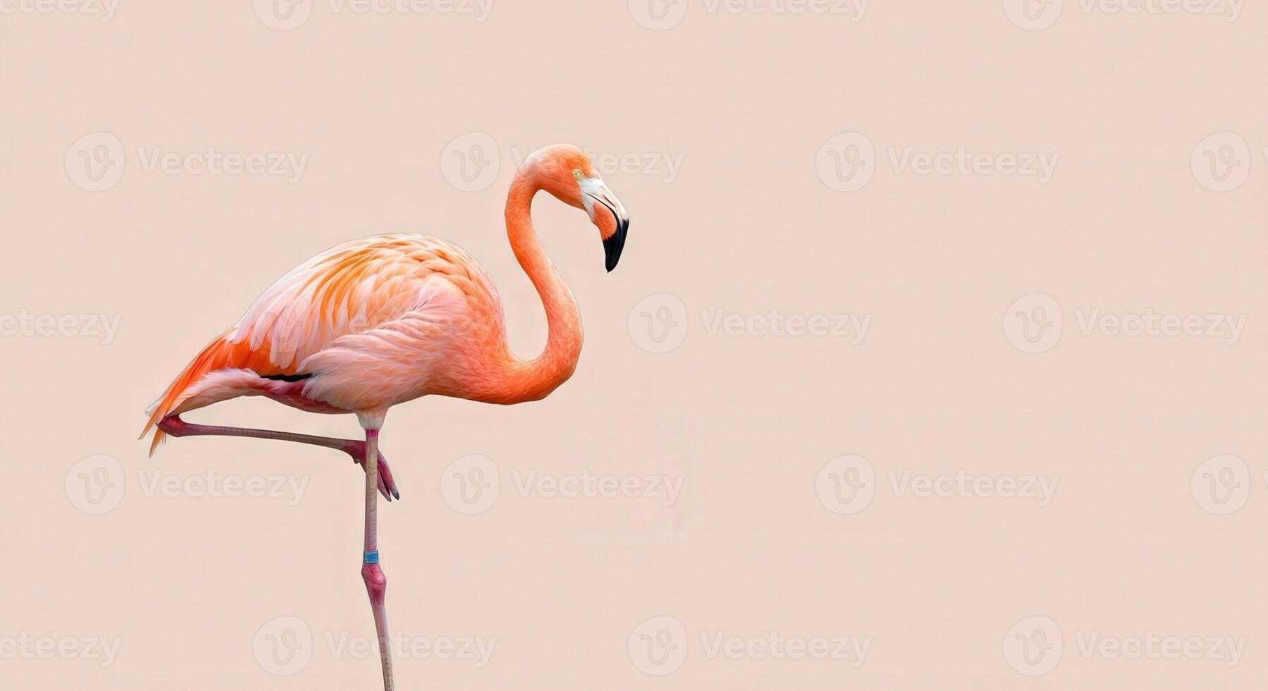 Flamingo in minimalist setting, animal wildlife poster design for modern decor photo