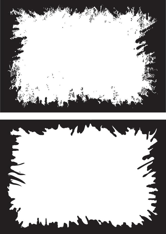Intricately Designed Grunge Photo Frames Splattered, Jagged Borders with Dotted Gradient Interiors for Unique and Artistic Displays vector