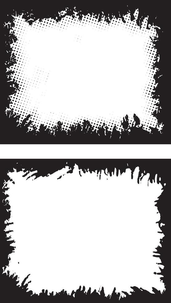The showcases two rectangular frames with a grunge-style design. The frames feature irregular, splattered edges, giving them a distressed and artistic appearance. vector