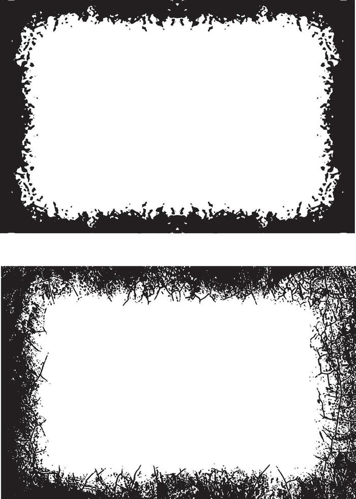 grunge frame set, Dynamic and Edgy Grunge Frame Design set, Featuring Two Unique Rectangular Frames with Rough, Jagged Borders and Distressed White Interiors for Creative and Artistic Visual Displays vector