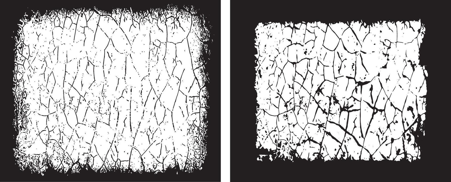 Black And white Contrasting Grunge texture photo Frames, A Duo of Rectangular Frames with Distressed and Splattered Textures for Artistic Visual Displays vector