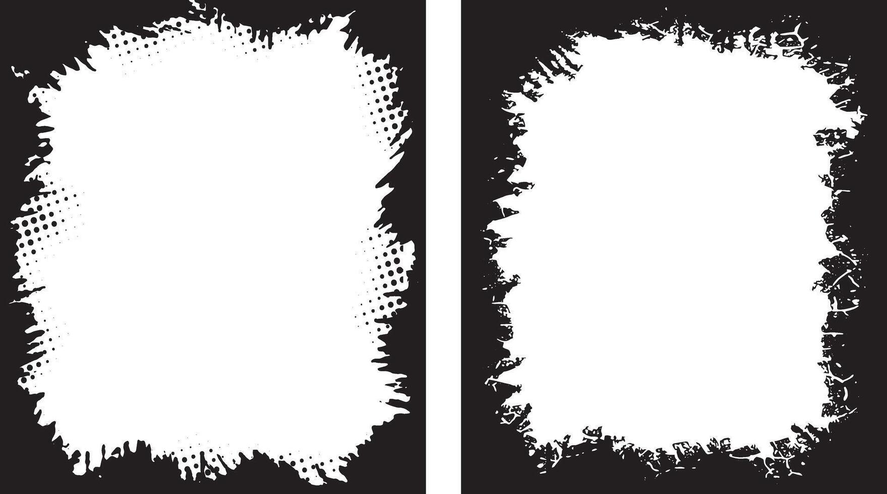 Vintage Edgy Dual-Frame Grunge Design Ink Splatter Borders with Irregular Patterns for Artistic and Unique Photo Displays, grunge border set vector