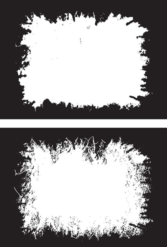 Dynamic Grunge Frame Design, Two Rectangular Frames with Irregular, Jagged White Borders for Edgy and Artistic Visual Projects vector