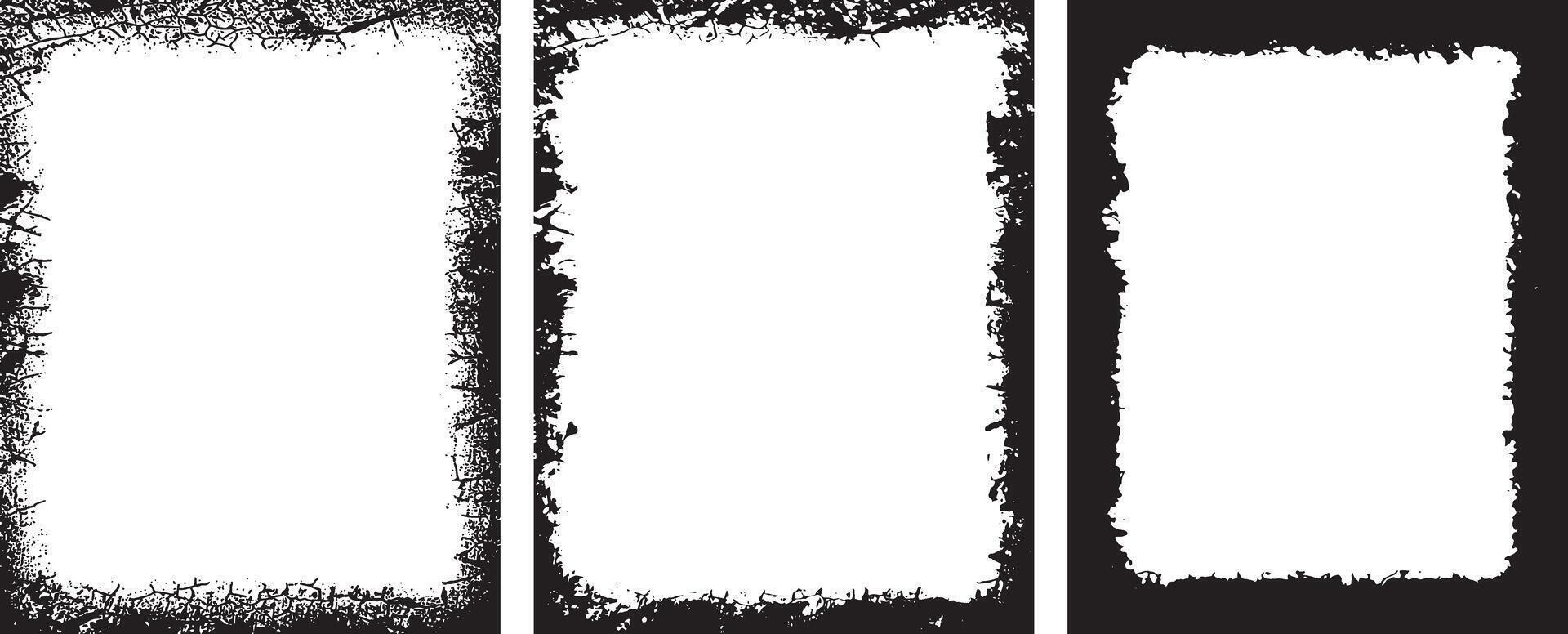 Grunge Border Frames bundle, Distressed and Jagged Rectangular Frames set for Artistic and Edgy Visual Projects vector