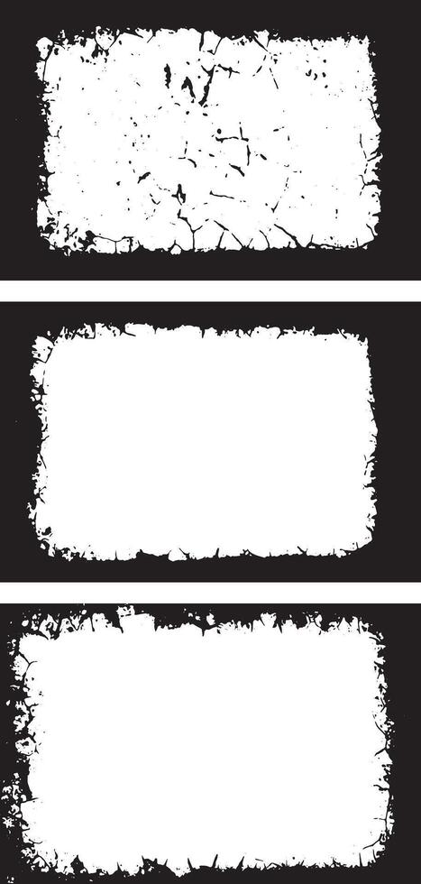 Grungy border set, Contrasting Grunge Frames, A Duo of Rectangular Frames with Distressed and Splattered Textures for Artistic Visual Displays vector