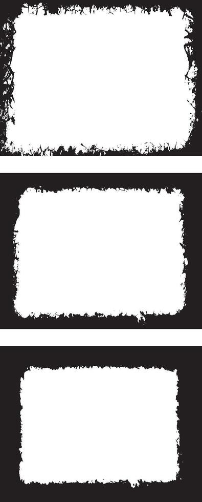 Grungy border set, Contrasting Grunge Frames, A Duo of Rectangular Frames with Distressed and Splattered Textures for Artistic Visual Displays vector