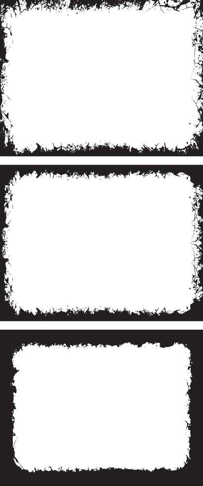 A set of Dynamic Grunge Frame Collection, Distressed Rectangular Frames with Rough, Irregular Borders for Edgy Visual Displays vector