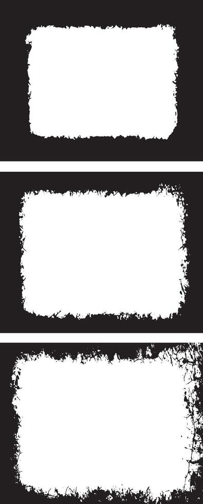 A set of Dynamic Grunge Frame Collection Distressed Rectangular Frames with Rough vector