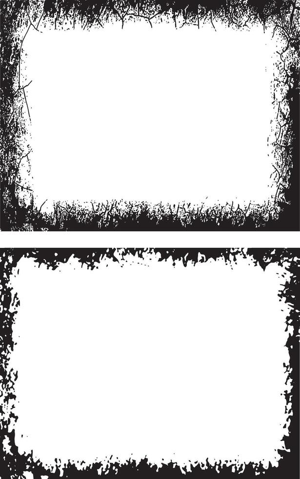 Distressed Grunge Frame Design Featuring Two Rectangular Frames with Black, Textured Borders and Irregular Edges for Artistic and Edgy Visual Projects vector