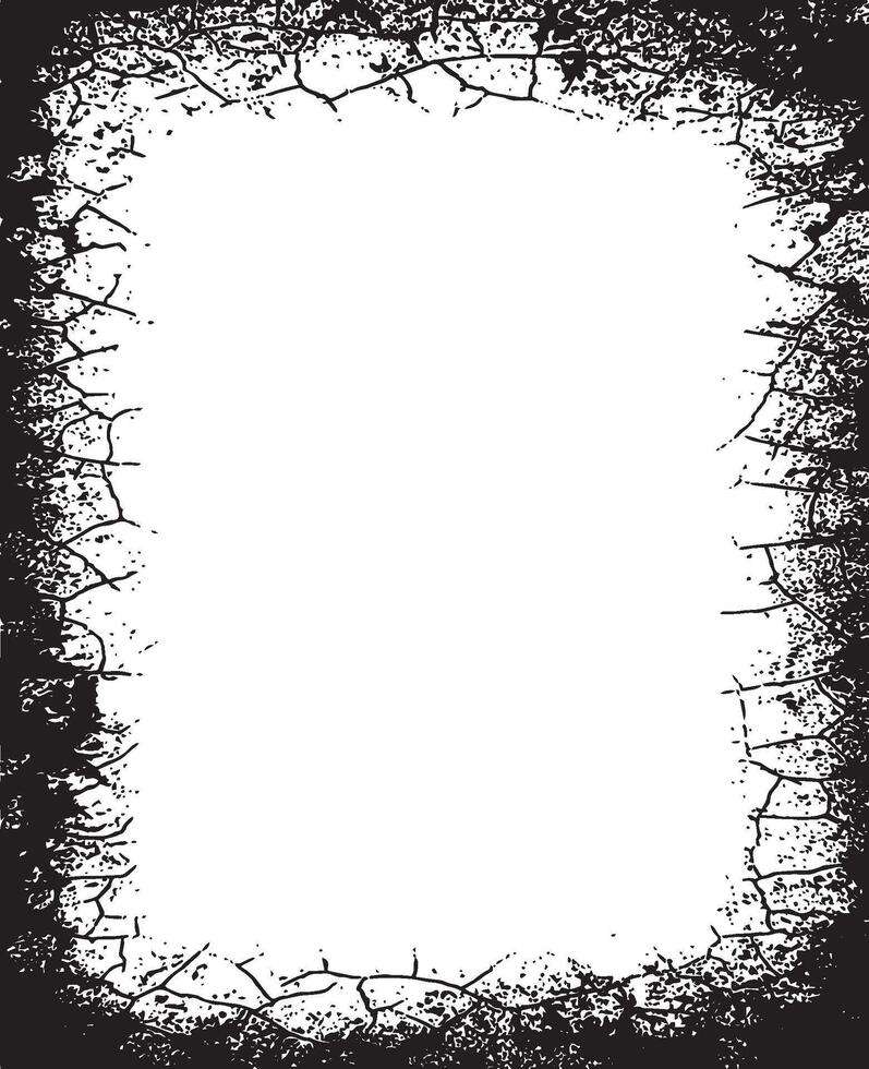 Rugged Elegance Distressed and Cracked Grunge Photo Frame with Rough Textured Edges and a Blank Center for Personalized Artistic Expression, grunge frame vector