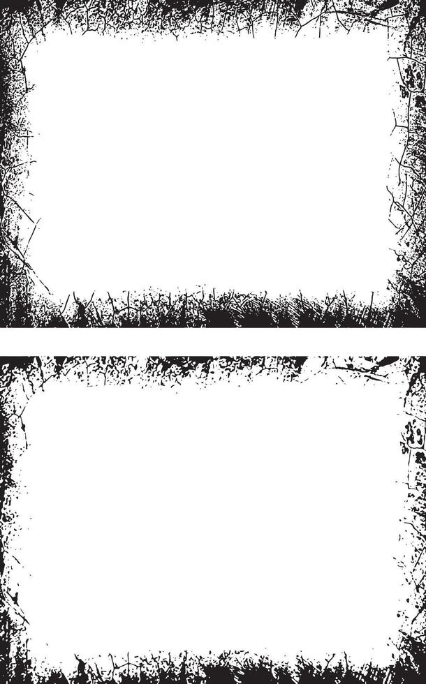 Black And white Contrasting Grunge texture photo Frames, A Duo of Rectangular Frames with Distressed and Splattered Textures for Artistic Visual Displays vector