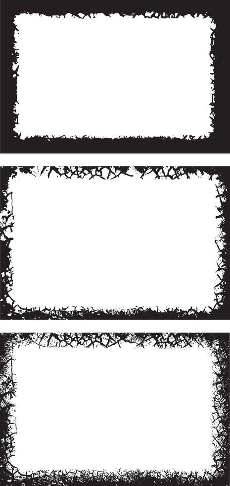 Grunge Border Frames bundle, Distressed and Jagged Rectangular Frames set for Artistic and Edgy Visual Projects vector