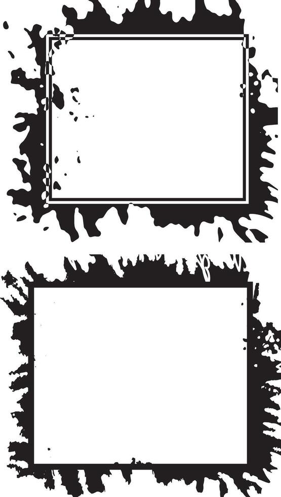 Edgy Dual-Frame Grunge Design Ink Splatter Borders with Irregular Patterns for Artistic and Unique Photo Displays vector