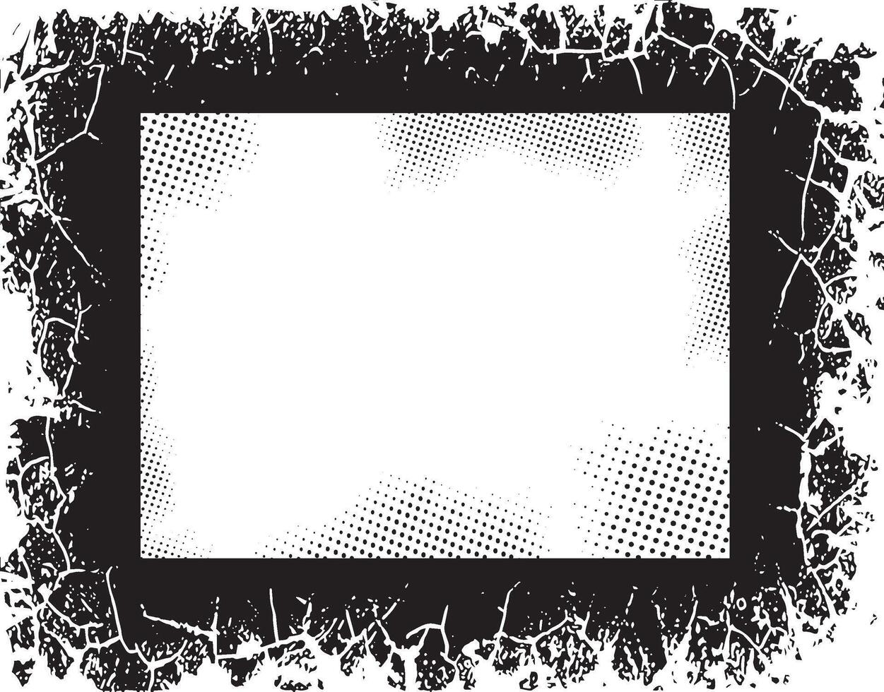 A vintage Dynamic and Edgy Grunge Photo Frame , Featuring Abstract Splatter and Halftone Dot Patterns for Modern Artistic Visual Displays vector