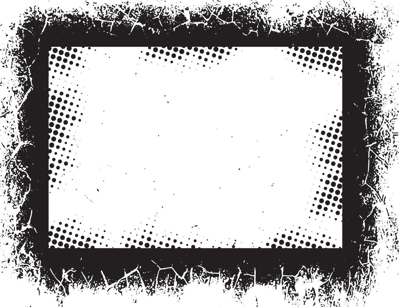 A Vintage black and white Grunge Photo Frames Featuring Intricate Chain-Like and Wavy Borders with Splattered Black Backgrounds and Dotted Shading for Unique Visual Displays vector