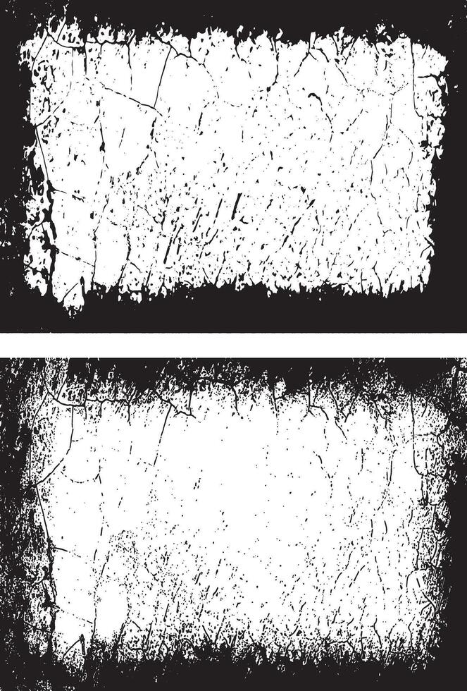 Distressed Grunge Frame Design, Featuring Two Rectangular Frames with Black, Textured Borders and Irregular Edges for Artistic and Edgy Visual Projects vector