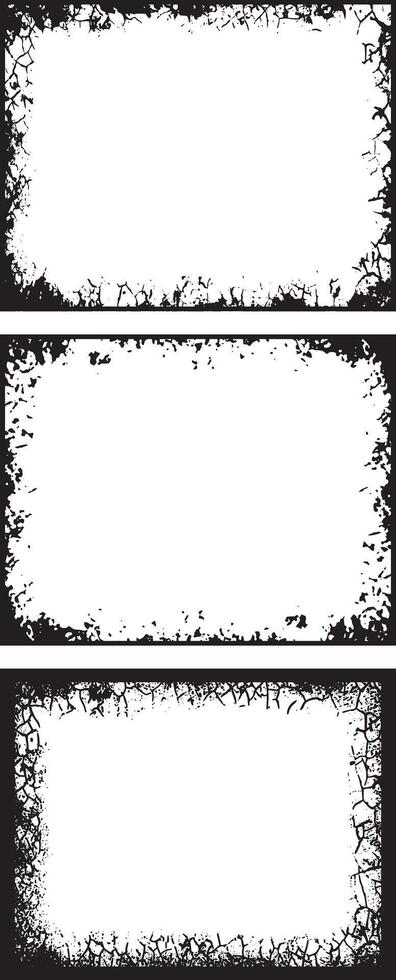 Artistic Trio of Grunge Photo Frames, Distressed Borders Featuring Rough, Irregular Edges for Edgy and Creative Photo Displays, grunge frame set vector