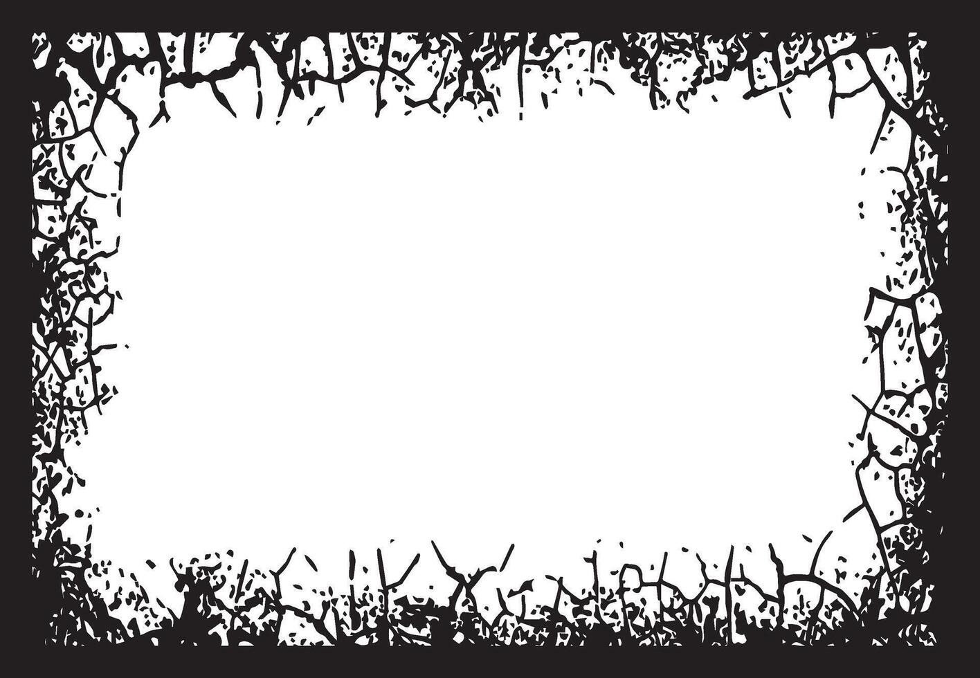 Rugged Elegance Distressed and Cracked Grunge Photo Frame with Rough Textured Edges and a Blank Center for Personalized Artistic Expression, grunge frame vector