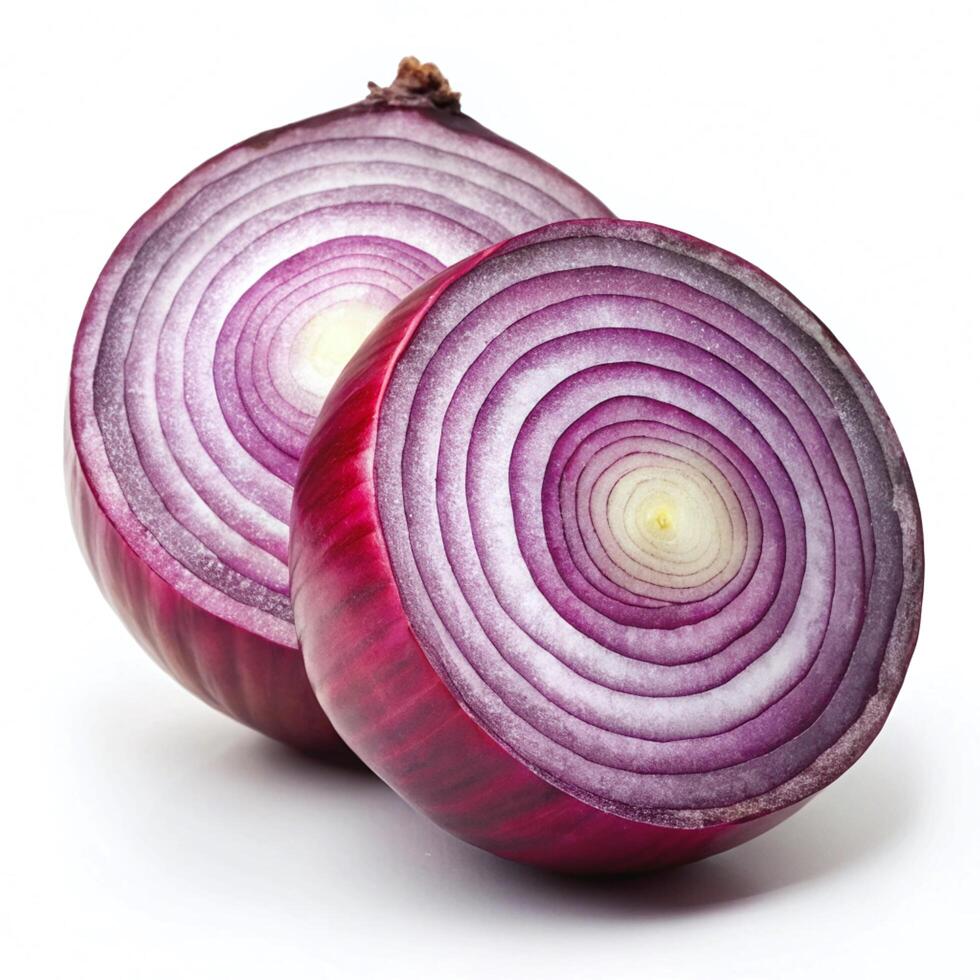 Two Slices of Red Onion, Revealing its Layered Interior Structure photo