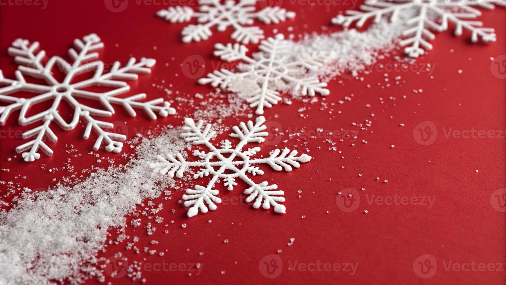 Snowflakes on a red background photo