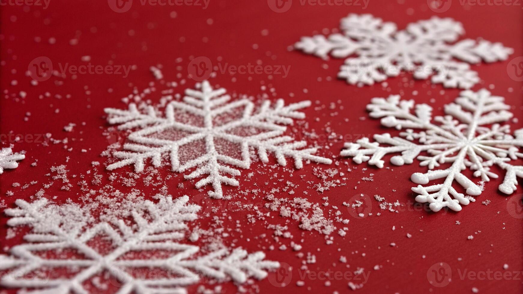 Snowflakes on red background photo