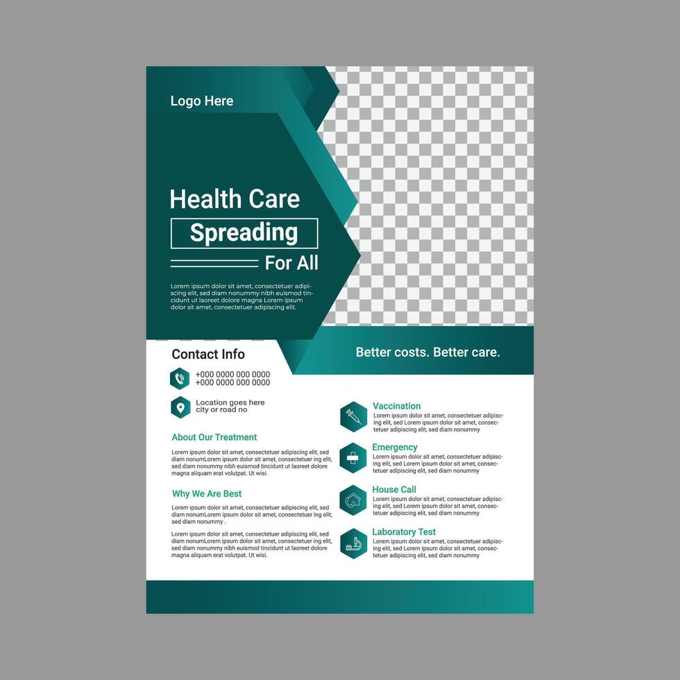 Modern medical flyer design template vector