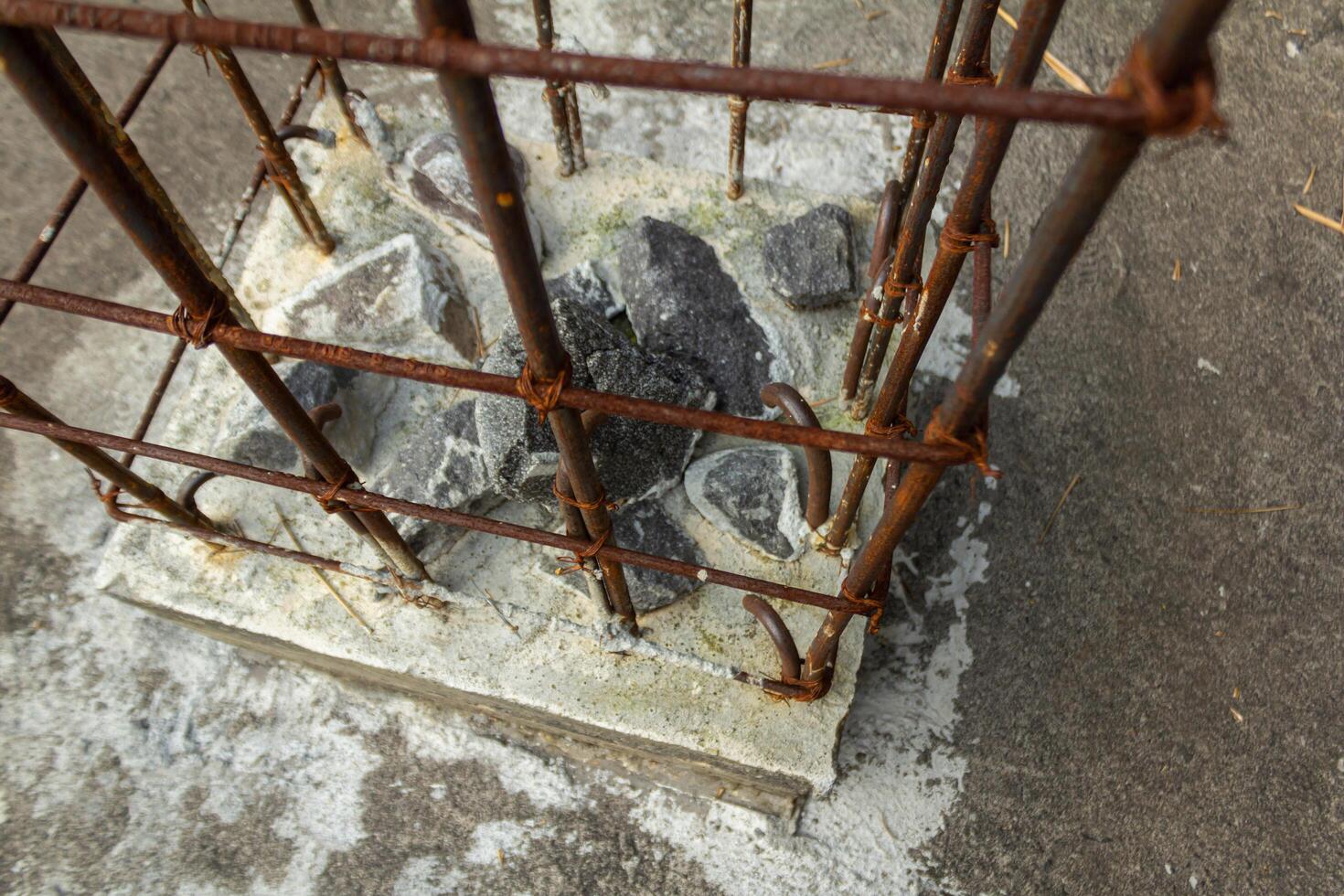 Durable Iron Structure Mounted on Concrete Pillar photo