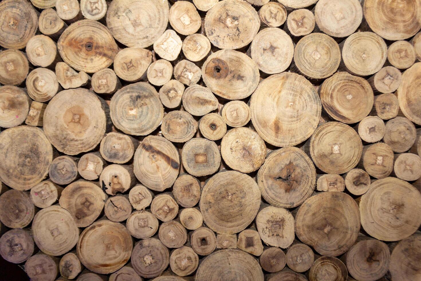 Round Wood Slice Wall Pattern for Rustic Interiors photo