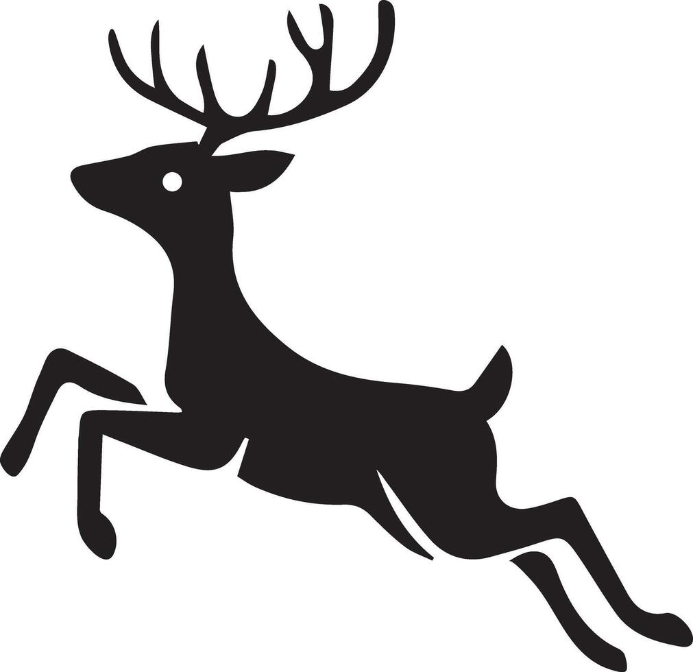 a black and white silhouette of a deer jumping vector