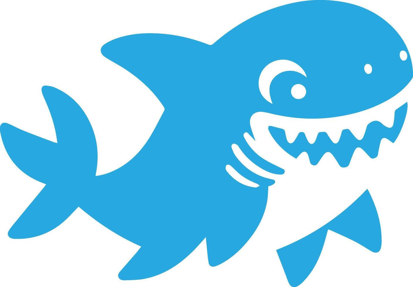 a blue shark with teeth and a smile vector
