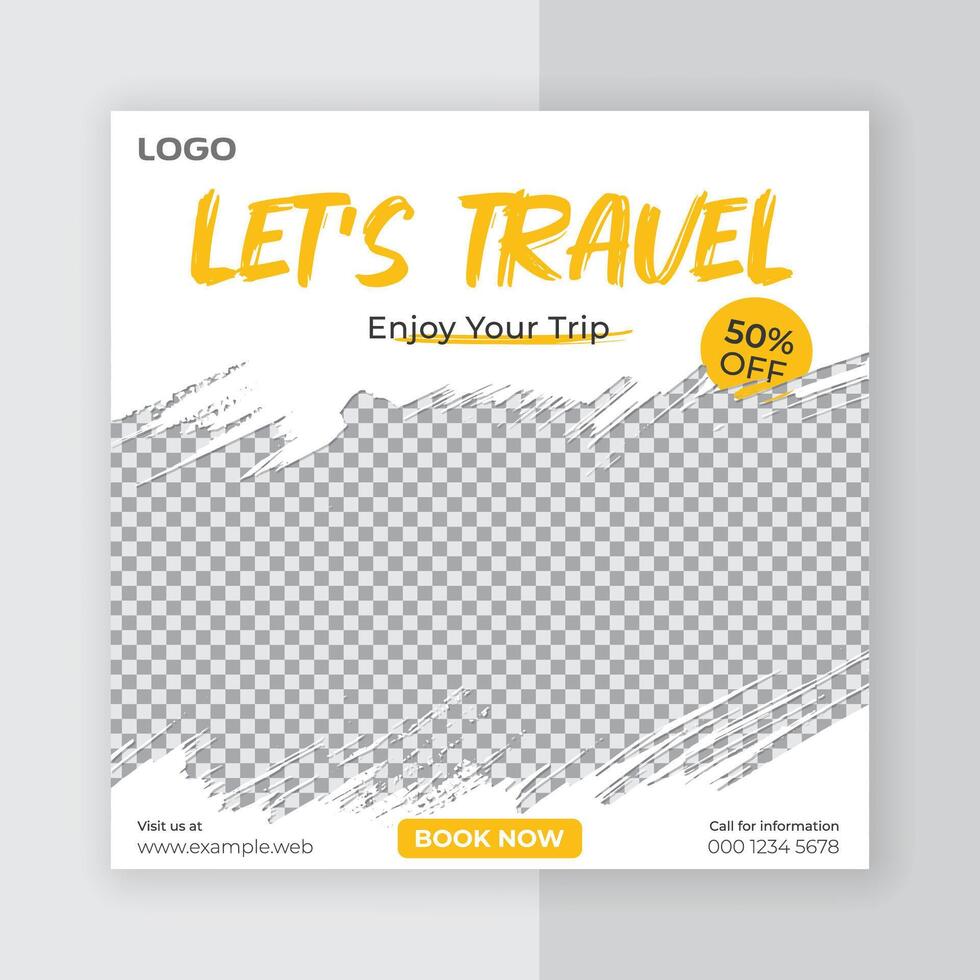 Modern travel social media post template vector