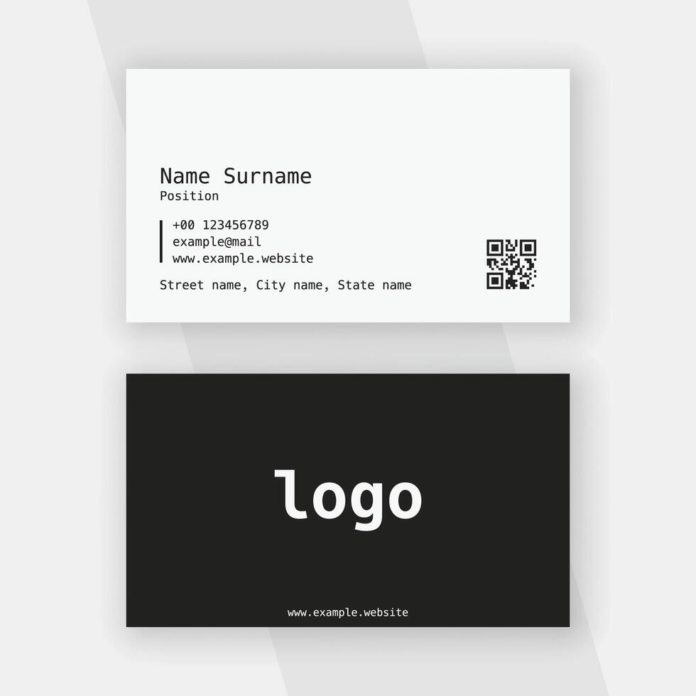 Minimal black and white business card template vector