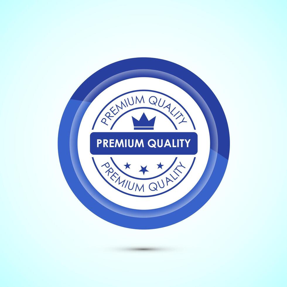 premium quality badge icon design illustration. Blue Color Button Design vector